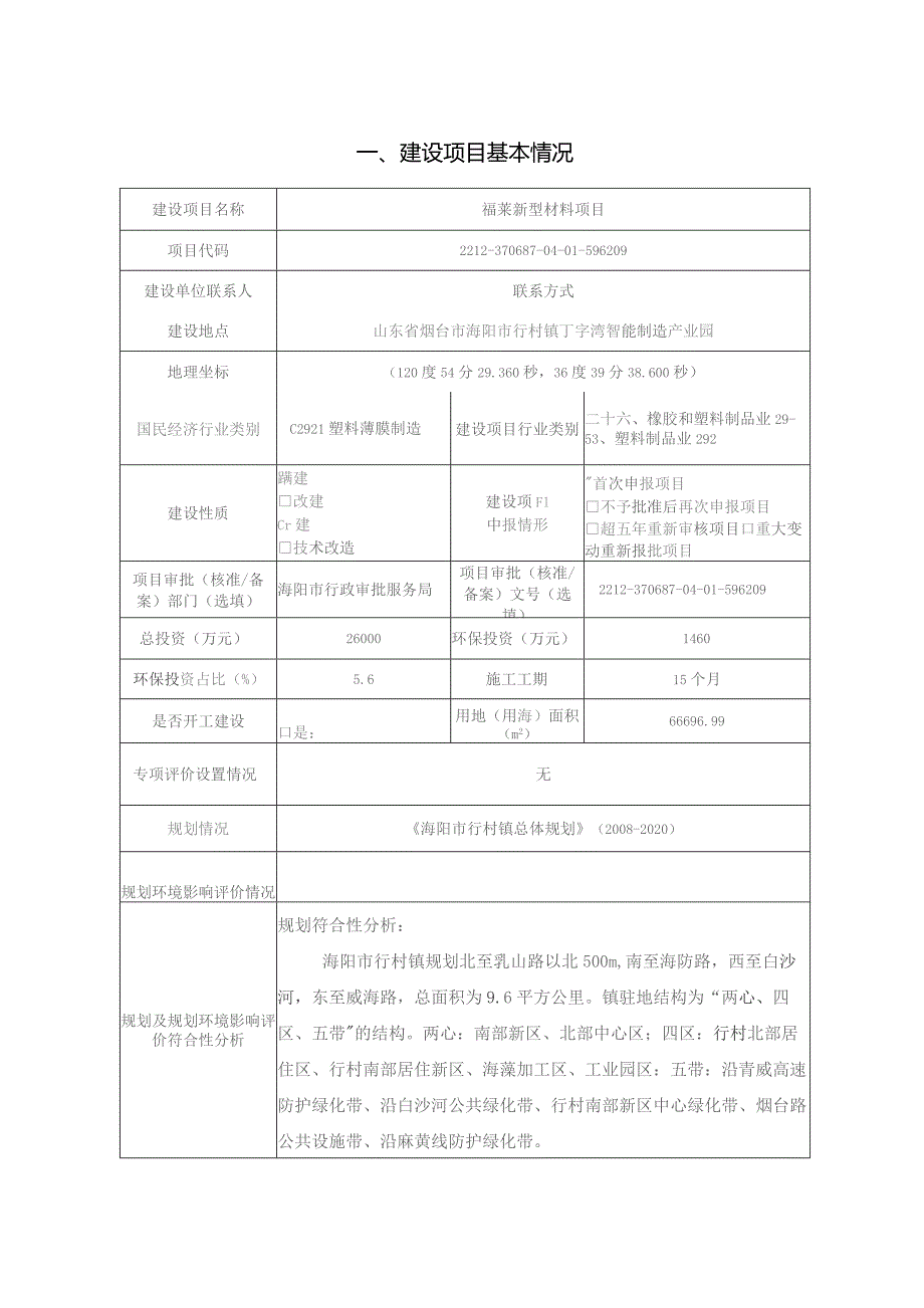 福莱新型材料建设 30 条涂布生产线项目环评报告表.docx_第2页