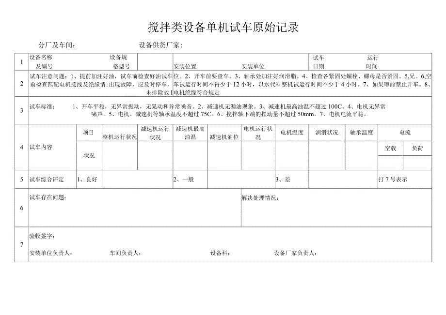 搅拌类设备单机试车原始记录.docx_第1页