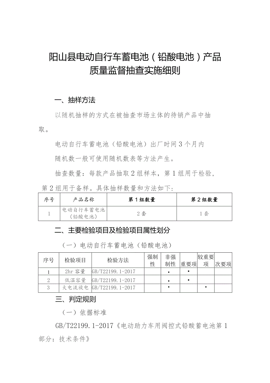 阳山县电动自行车蓄电池铅酸电池产品质量监督抽查实施细则.docx_第1页