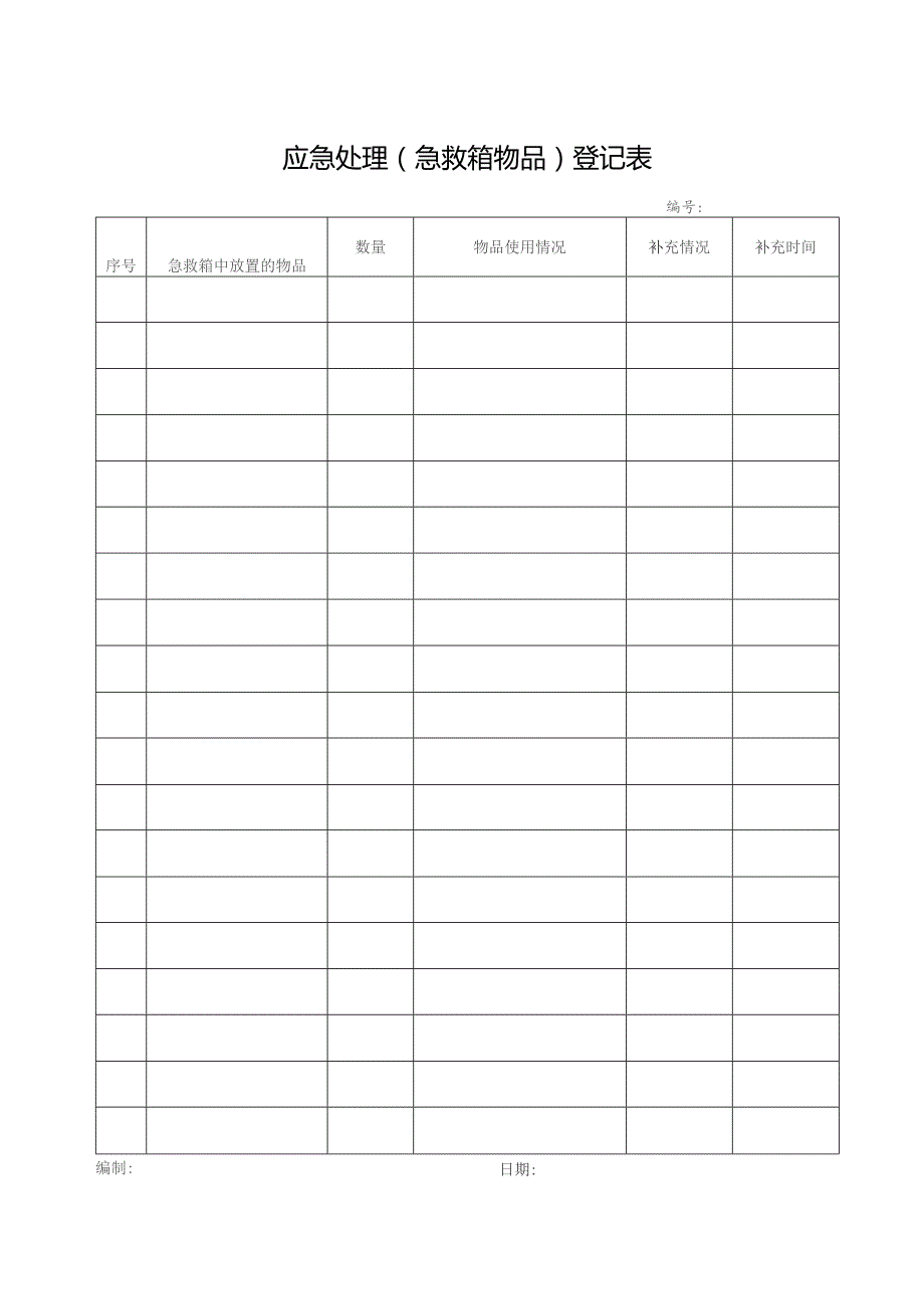 应急处理（急救箱物品）登记表.docx_第1页