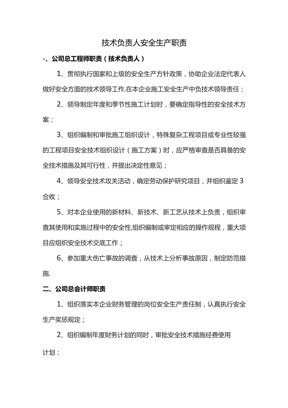 技术负责人安全生产职责.docx_第1页