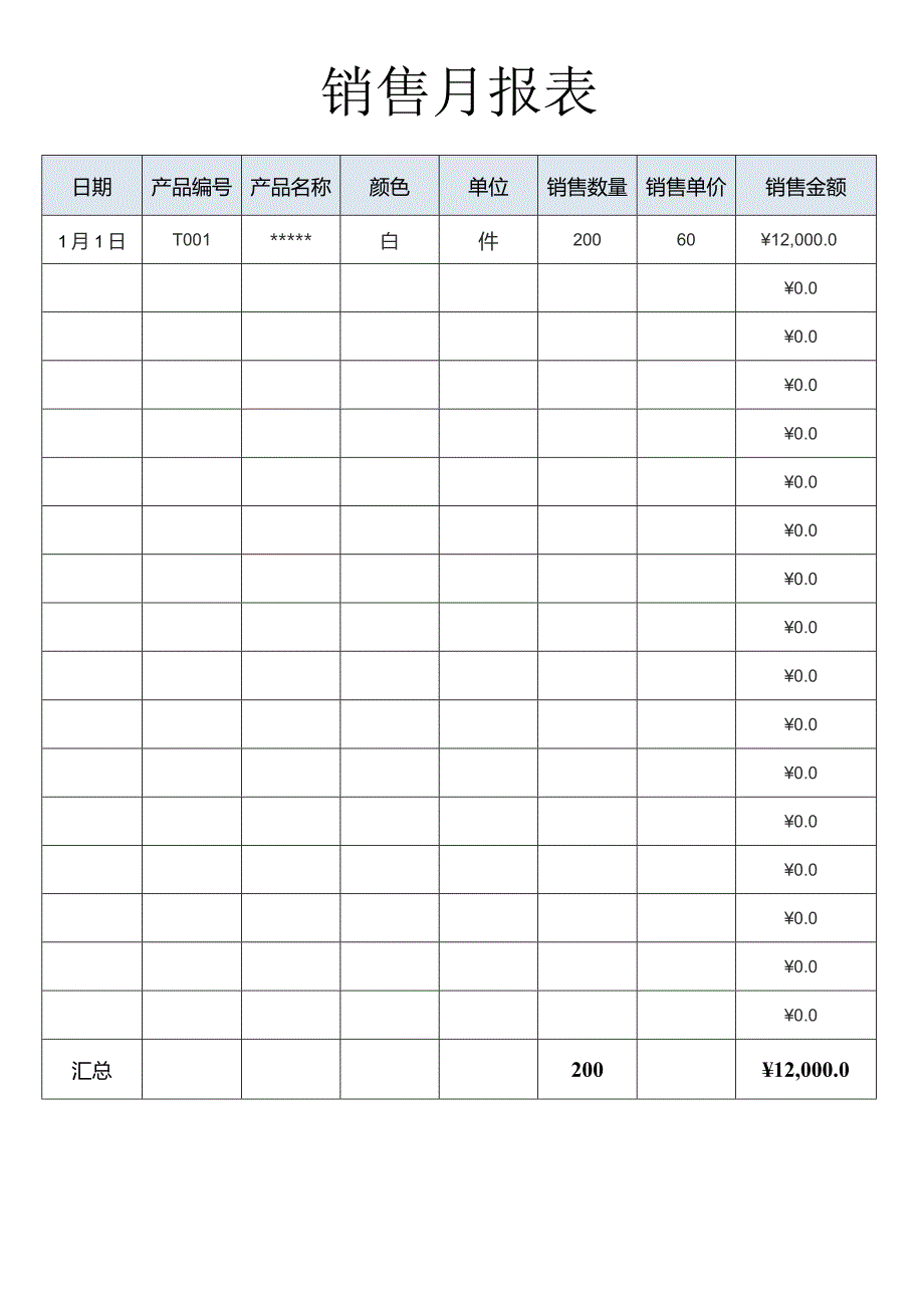 销售月报表模板.docx_第1页