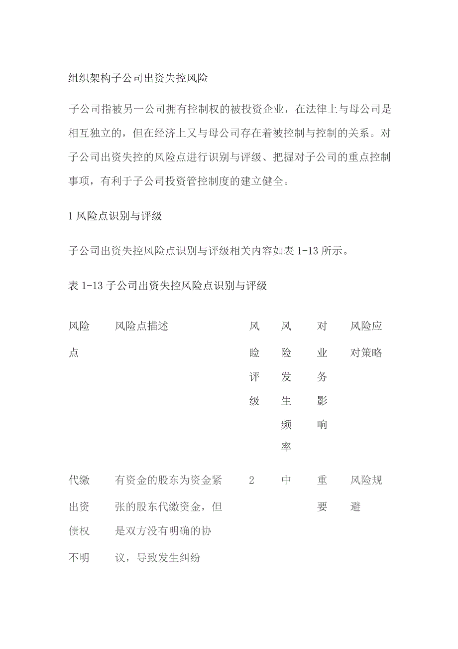 组织架构 子公司出资失控风险.docx_第1页