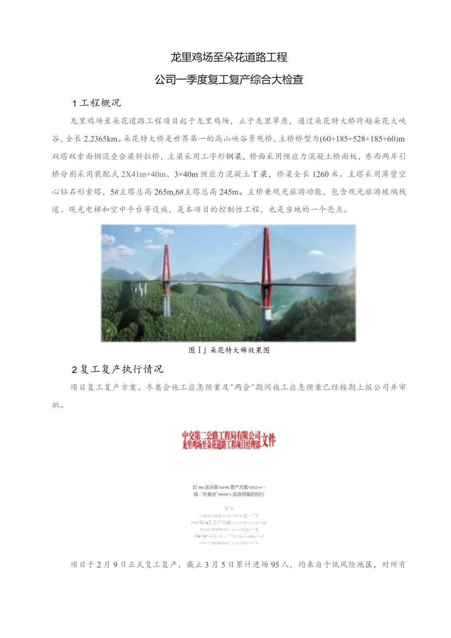 中交二公局朵花项目一季度复工复产综合大检查汇报材料.docx_第3页