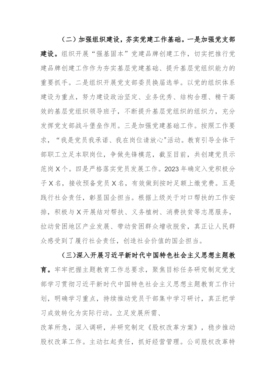 公司2023年党建工作总结汇报报告(国有企业).docx_第2页