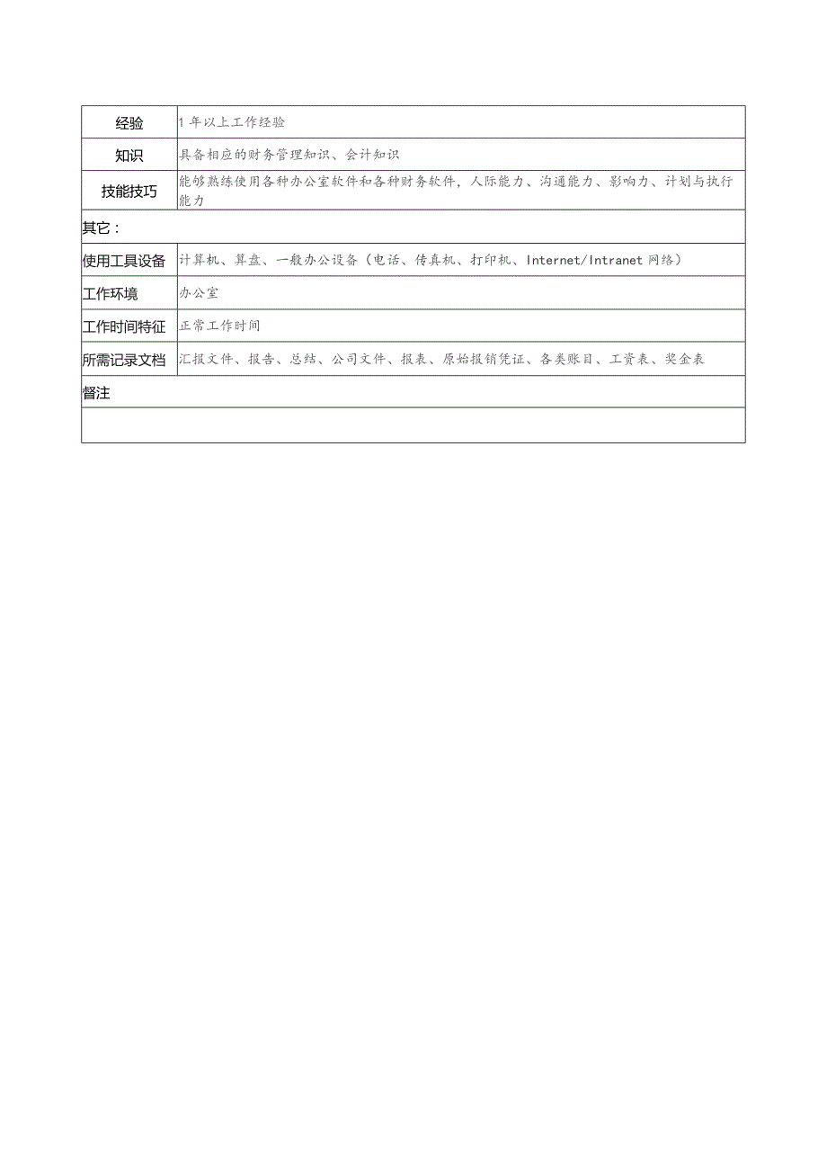 珠海房地产开发有限公司分公司出纳职务说明书.docx_第2页