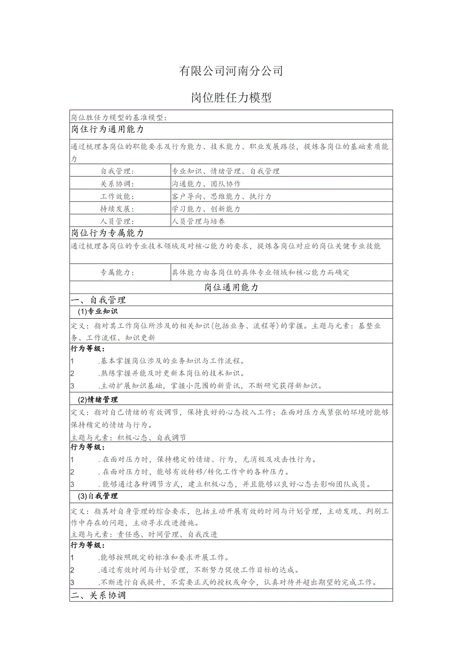 珠海电力公司岗位胜任力模型.docx_第1页