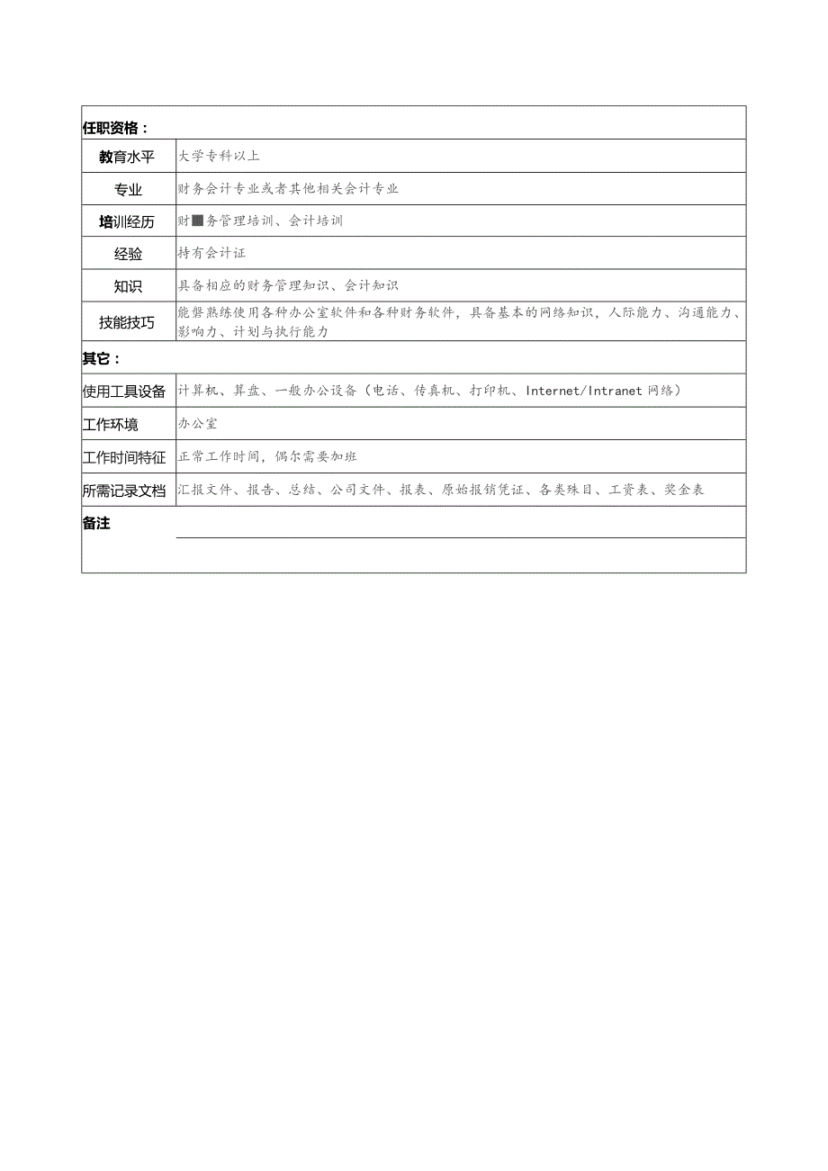 珠海房地产开发有限公司销售中心出纳职务说明书.docx_第2页