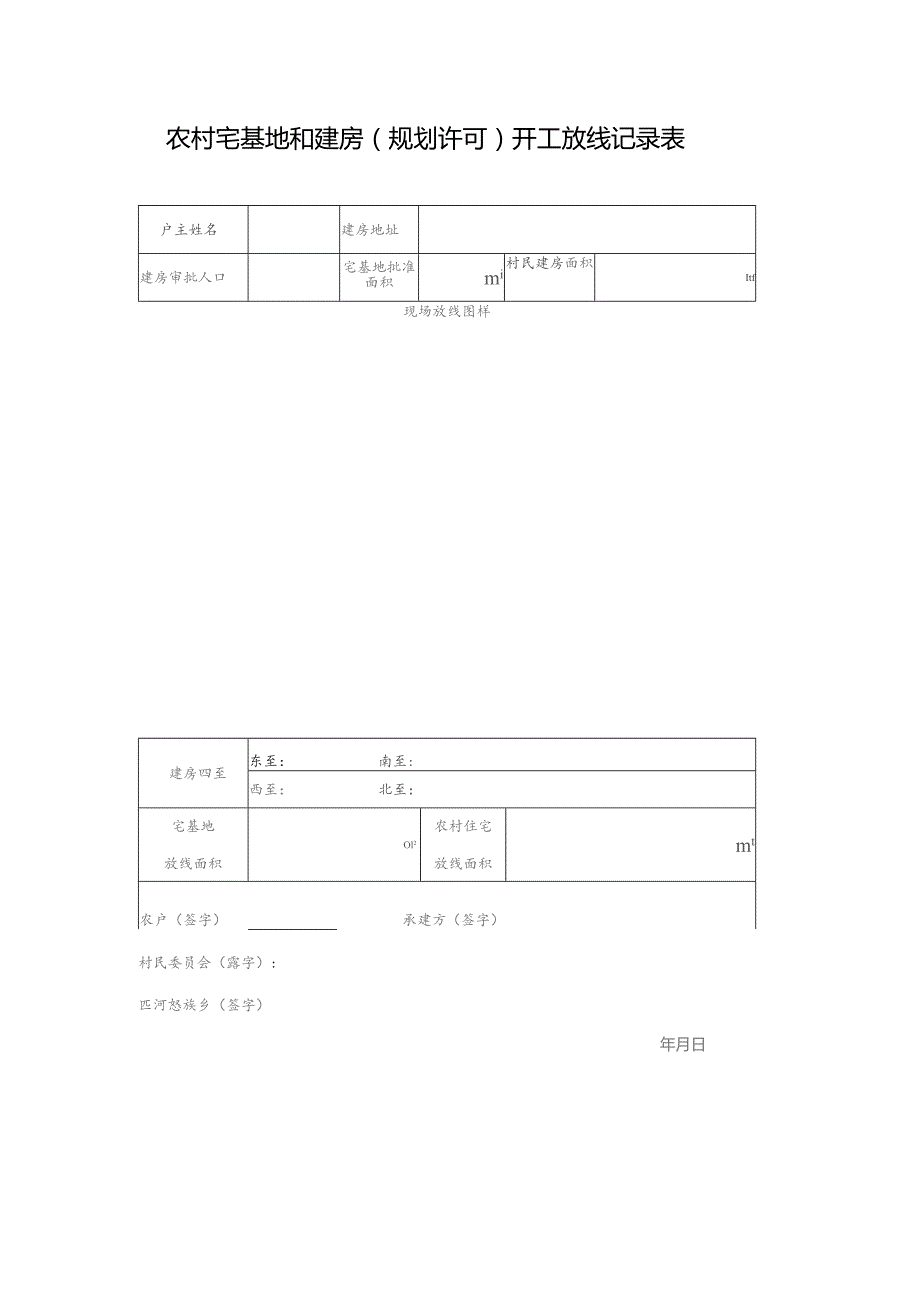 农村宅基地和建房规划许可开工放线记录表.docx_第1页