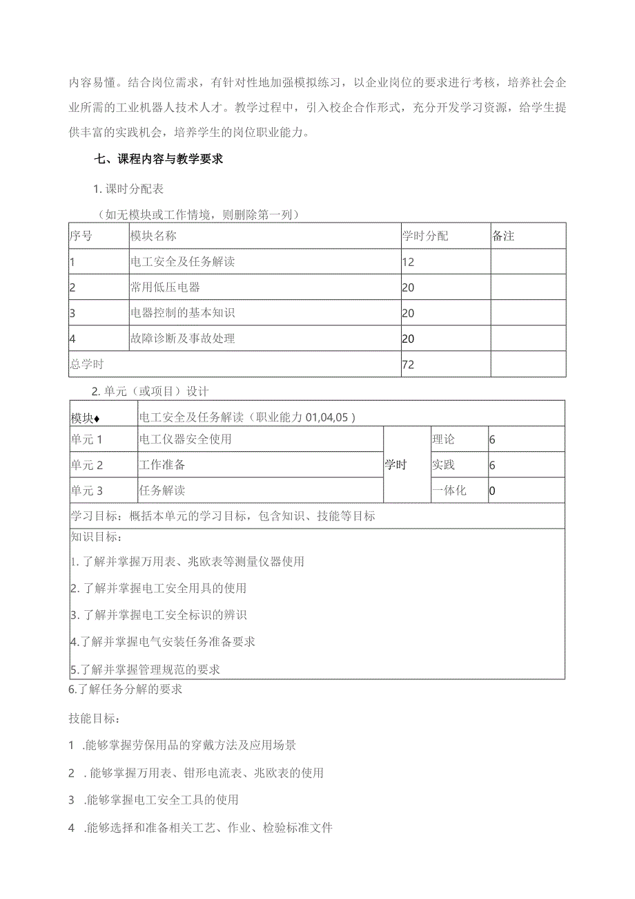 《低电压电器控制与应用》课程标准.docx_第3页