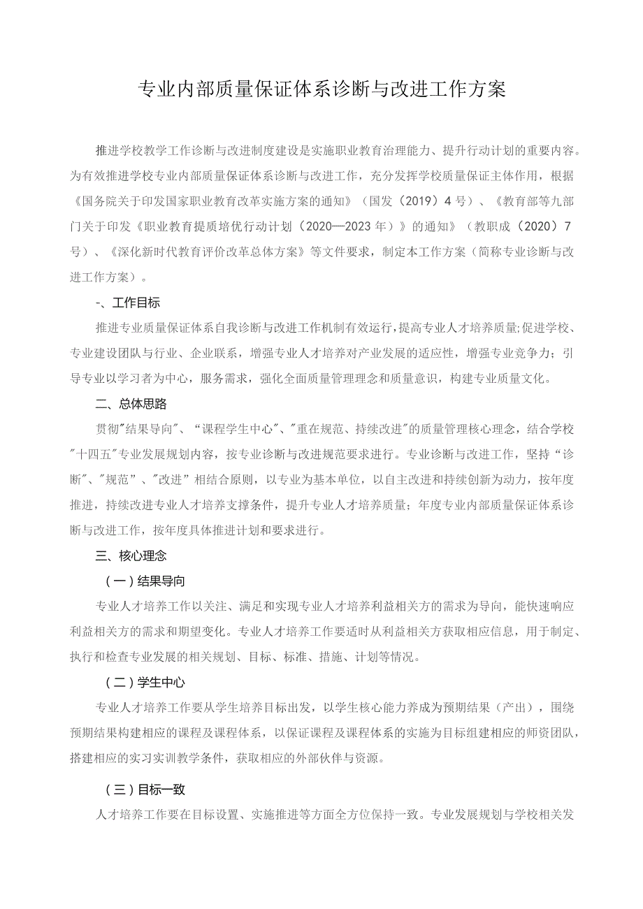 专业内部质量保证体系诊断与改进工作方案.docx_第1页