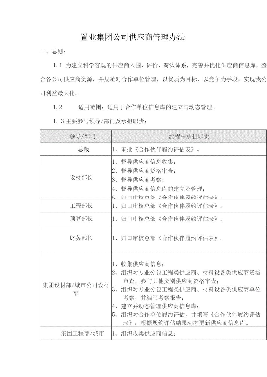 置业集团公司供应商管理办法.docx_第1页