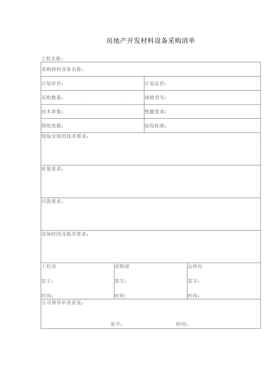 房地产开发材料设备采购清单.docx_第1页