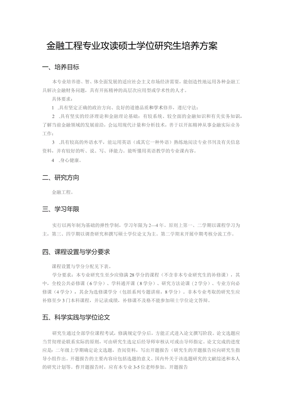 金融工程专业攻读硕士学位研究生培养方案.docx_第1页