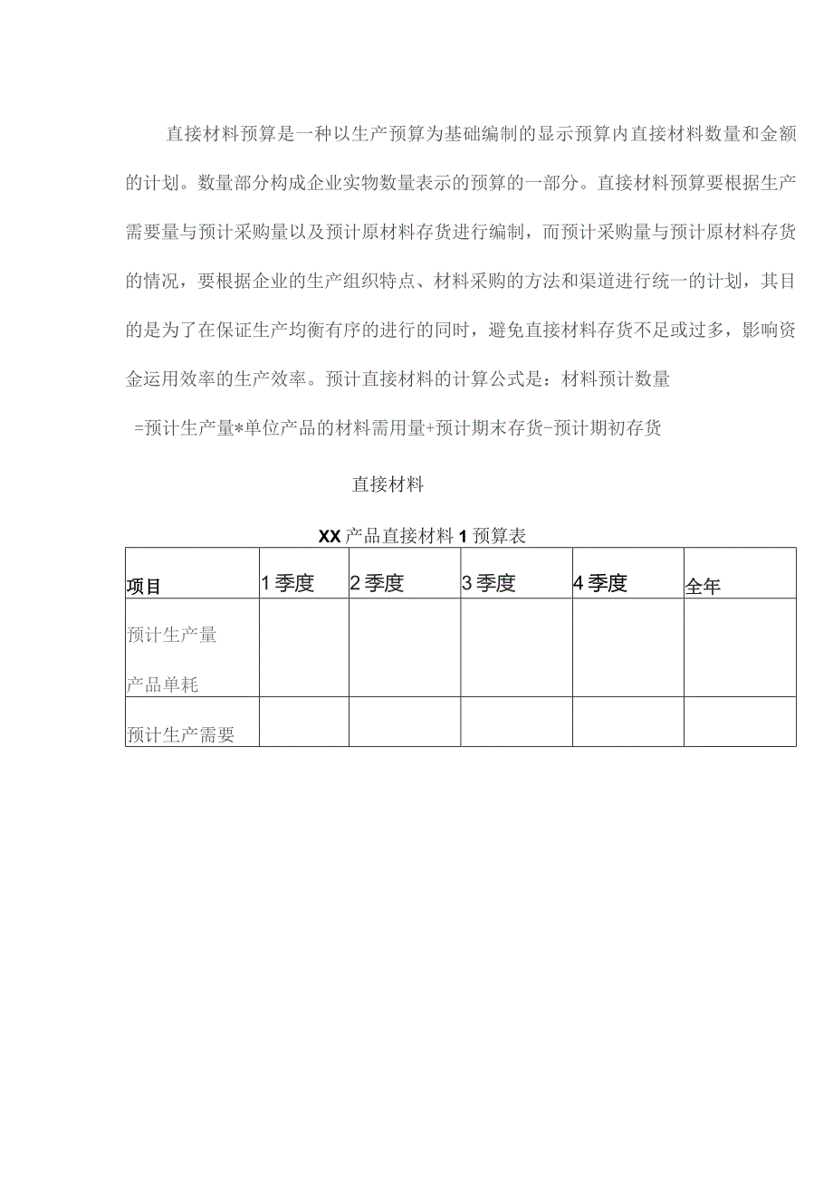 制造企业生产车间的预算编制内容及编制方法.docx_第2页