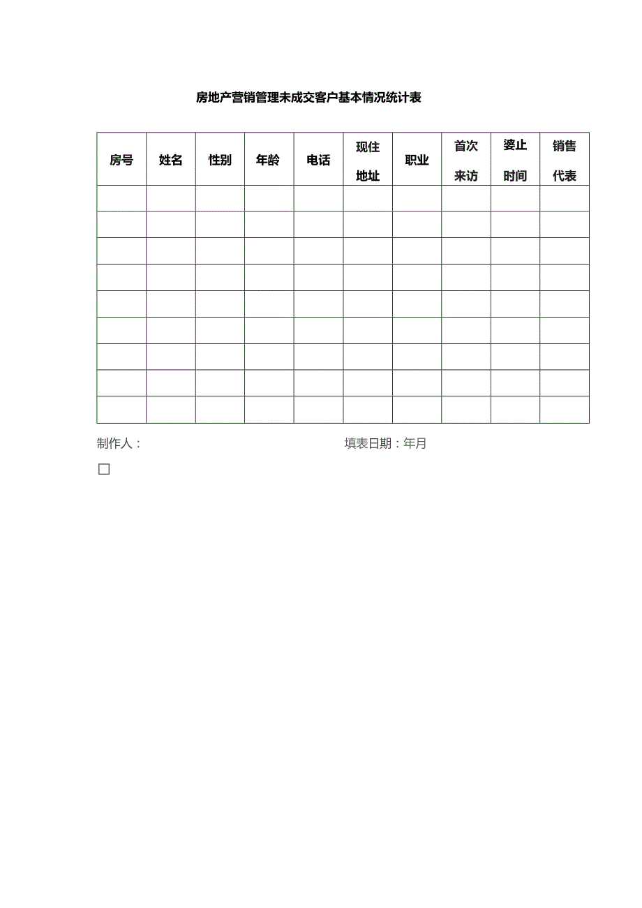 房地产营销管理未成交客户基本情况统计表.docx_第1页