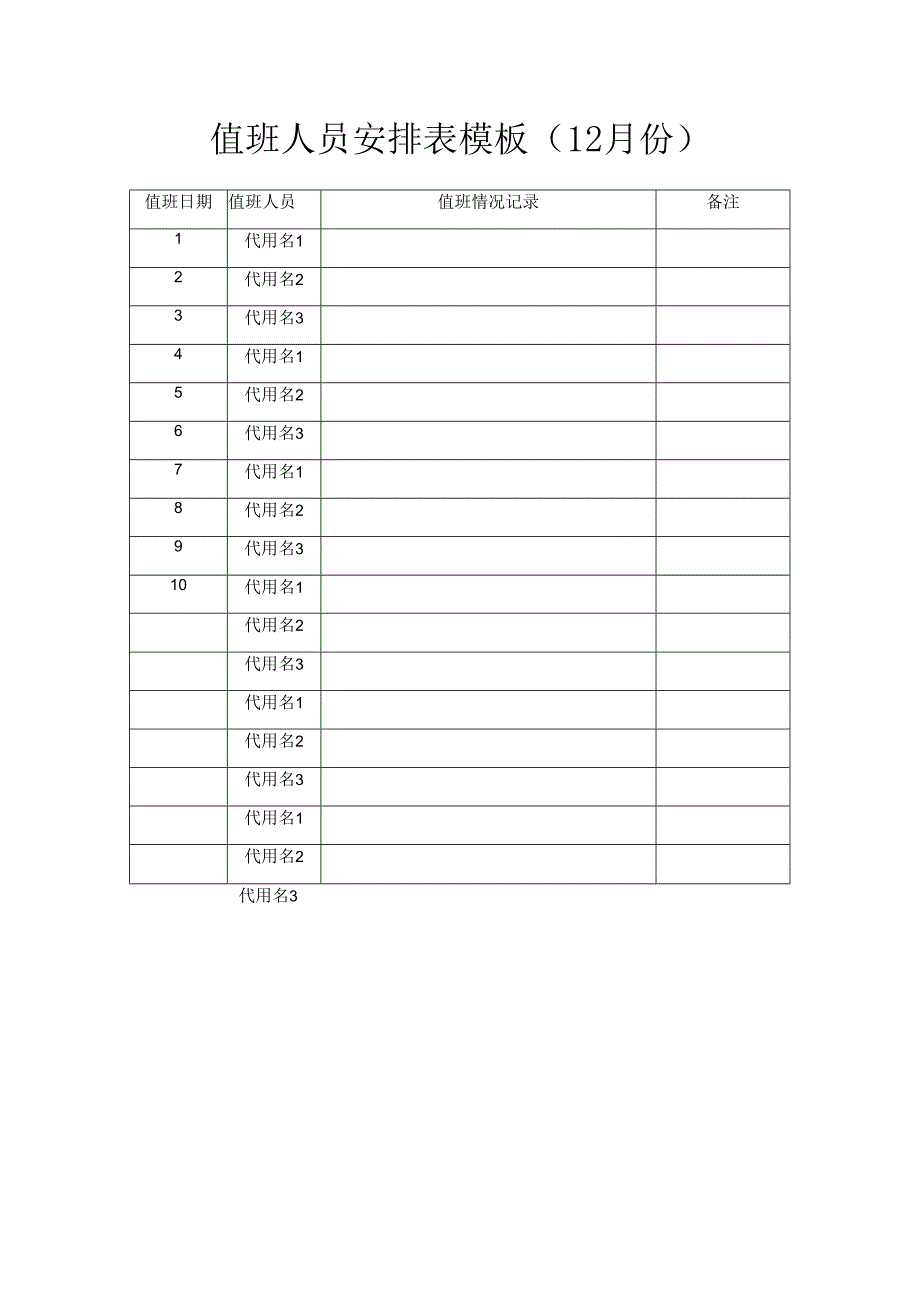 值班人员安排表模板.docx_第1页