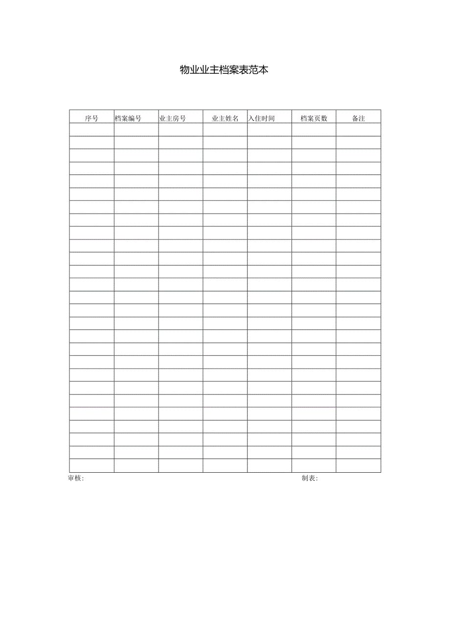 物业业主档案表范本.docx_第1页