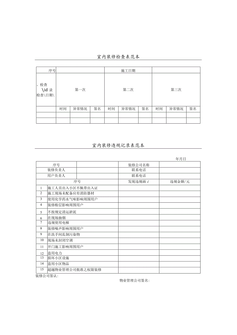 室内装修检查表及违规记录表参考模板.docx_第3页