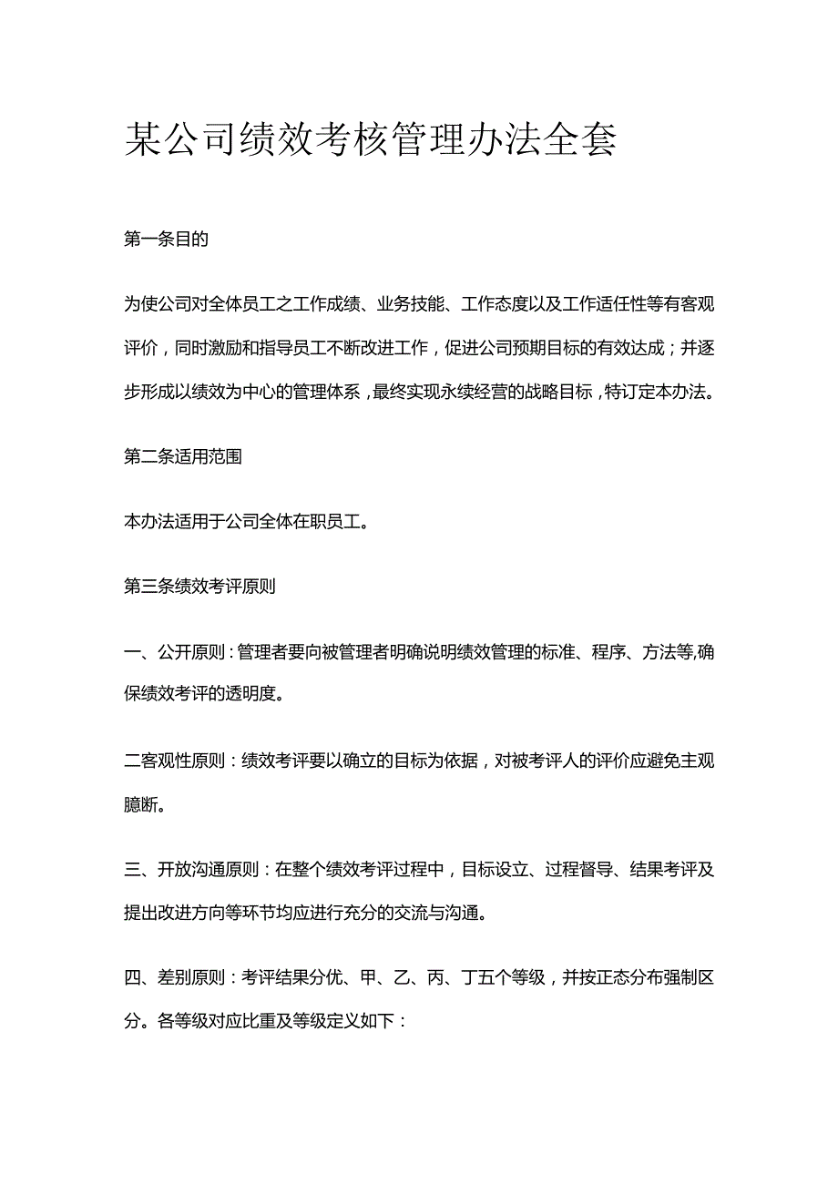 某公司绩效考核管理办法全套.docx_第1页