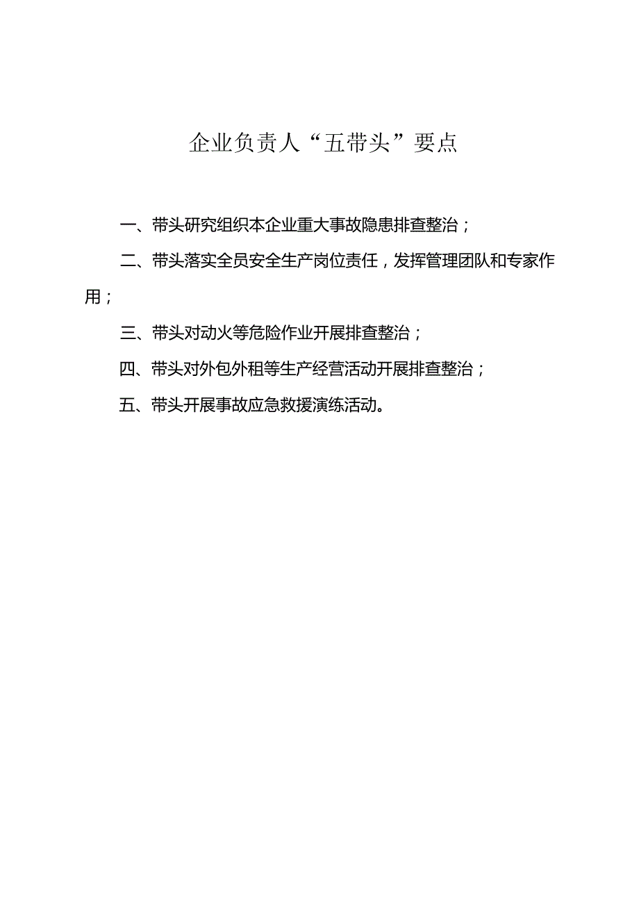 重大事故隐患专项排查整治 2023 行动：企业负责人“五带头”+七项职责+安全管理员职责+行动要点.docx_第2页