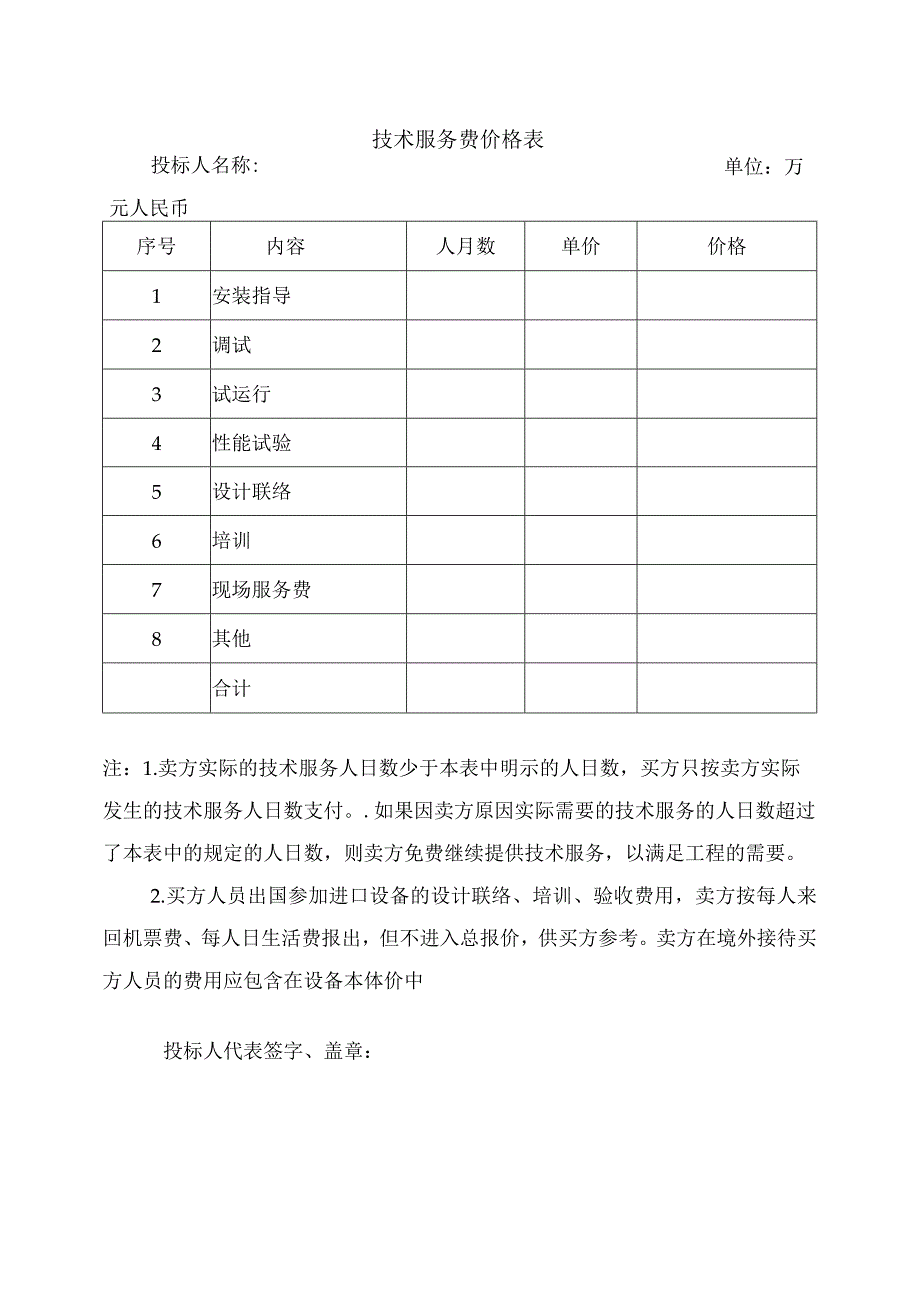 技术服务费价格表（2023年）.docx_第1页