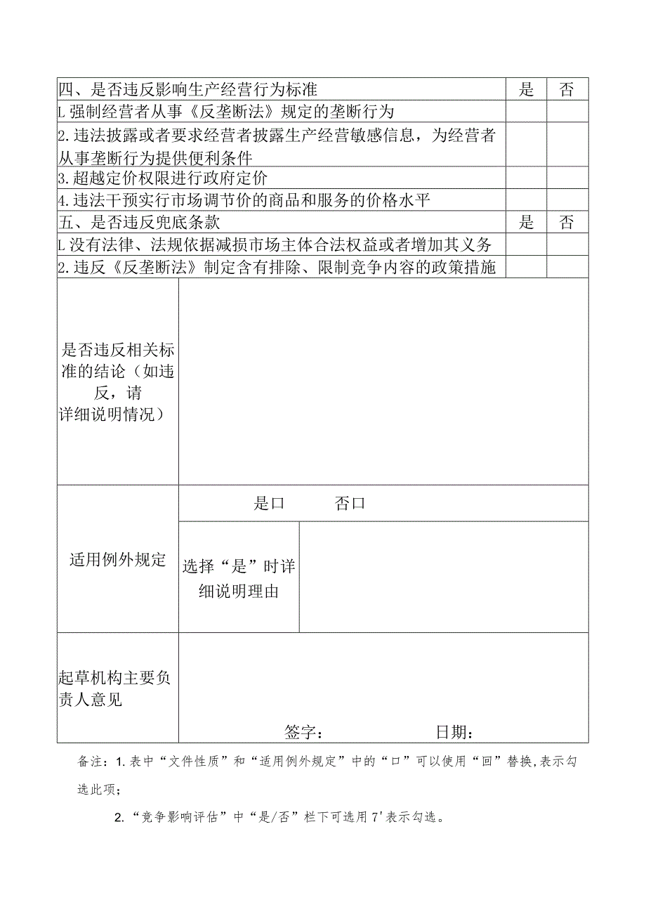 福建省南安市市场监督管理局公平竞争审查表.docx_第2页