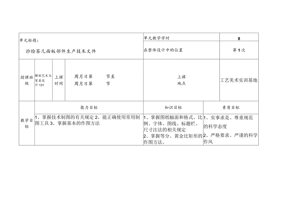 雕刻艺术与家具设计专业《家具制图》课第1单元课程单元教学设计.docx_第2页