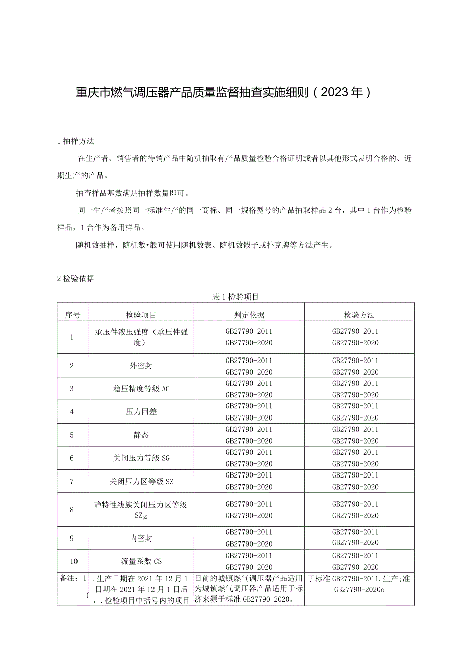 重庆市燃气调压器产品质量监督抽查实施细则2023年.docx_第1页