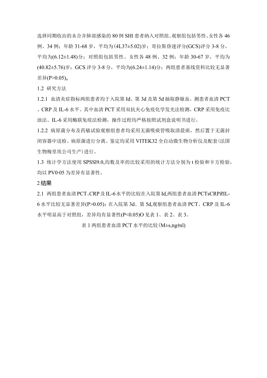 重型颅脑损伤合并肺部感染血清PCT、CRP、IL-6水平的变化及病原菌、耐药状况分析.docx_第3页