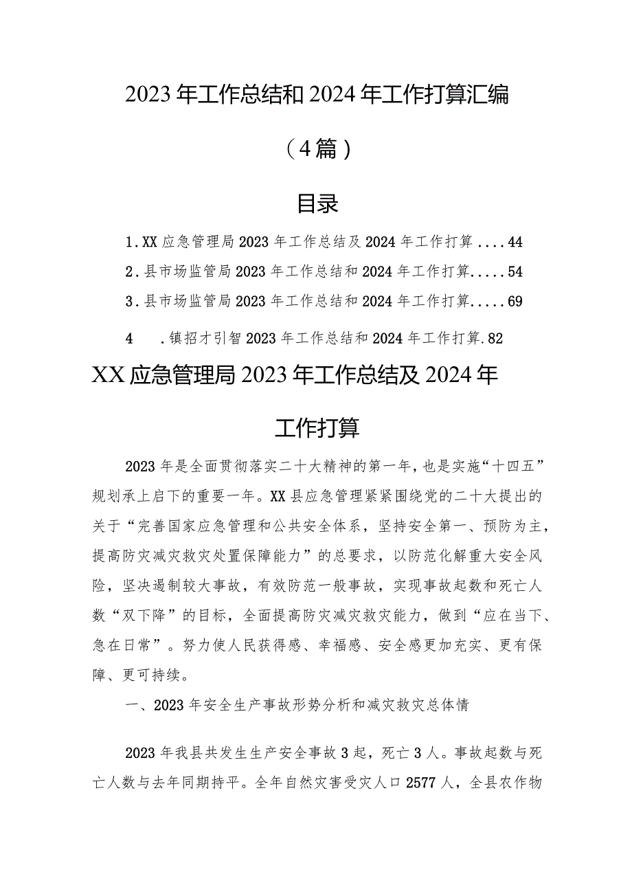 2023年工作总结和2024年工作打算汇编（4篇）.docx_第1页