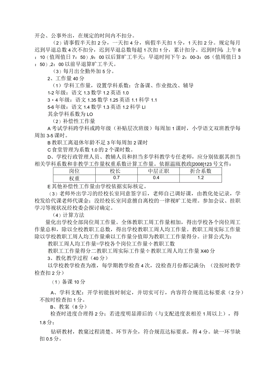 南白象新生小学2010年奖励性绩效工资考核分配实施细则(精).docx_第2页