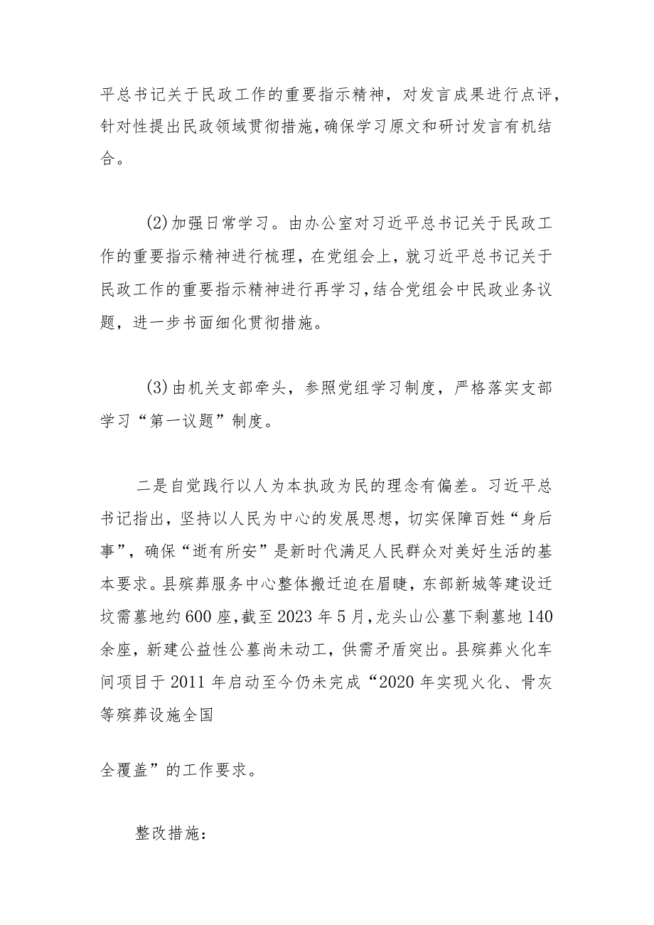 县民政局党组落实县委第一巡察组巡察反馈意见整改工作实施方案.docx_第3页