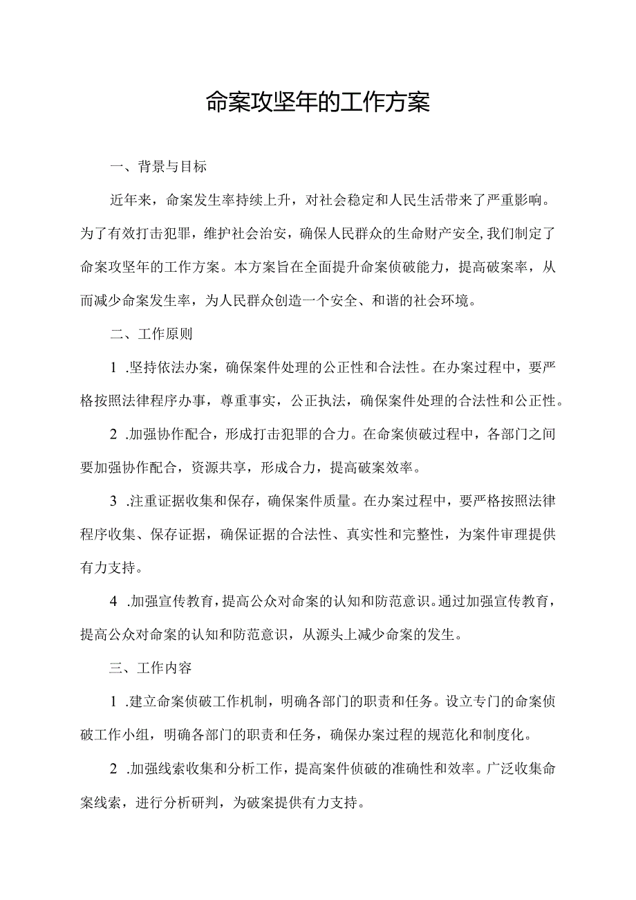 命案攻坚年的工作方案.docx_第1页