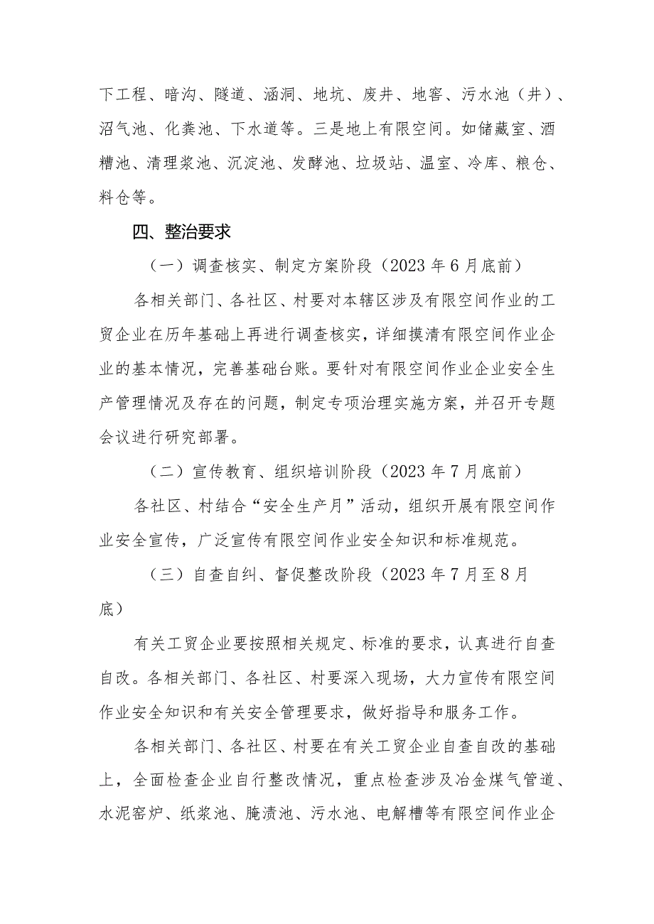 XX街道2023年工贸行业有限空间作业安全专项整治实施方案.docx_第3页