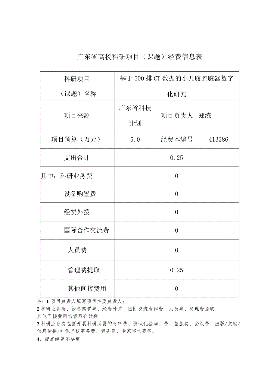 广东省高校科研项目(课题)经费信息表.docx_第1页