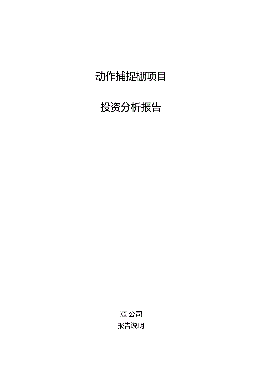 动作捕捉棚项目投资分析报告.docx_第1页