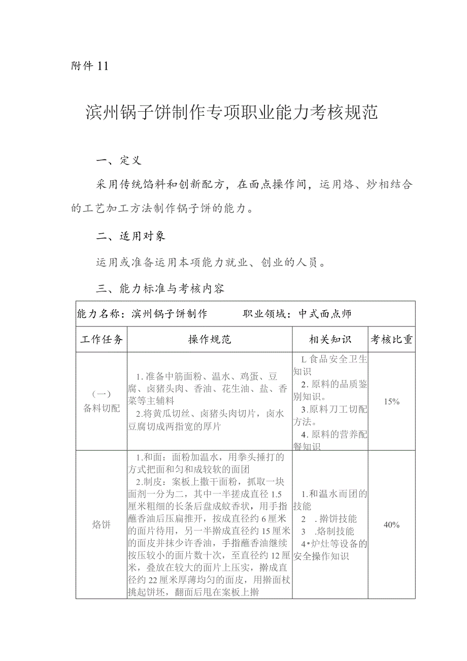 滨州锅子饼制作专项职业能力考核规范.docx_第1页