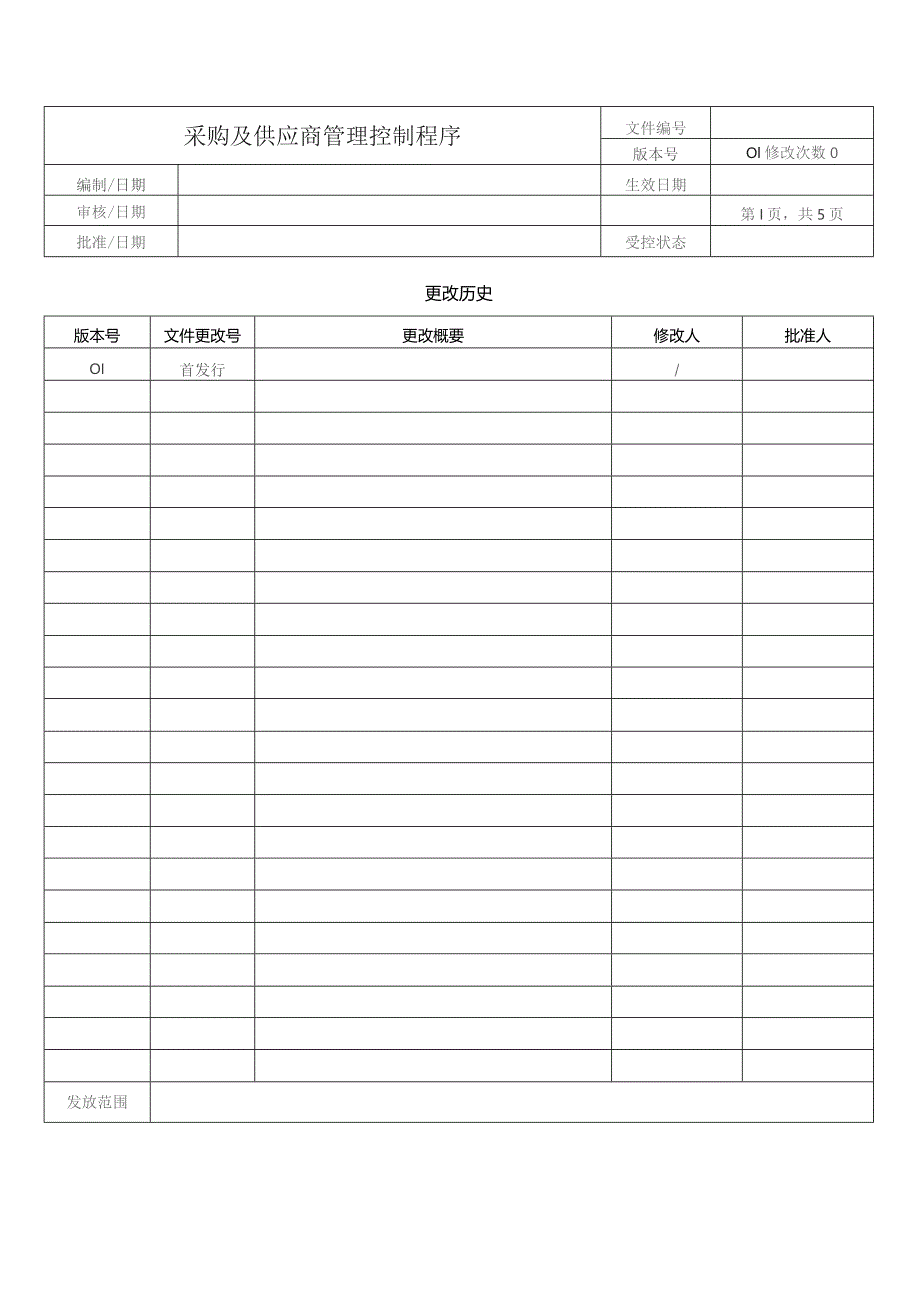 采购及供应商管理控制程序.docx_第1页