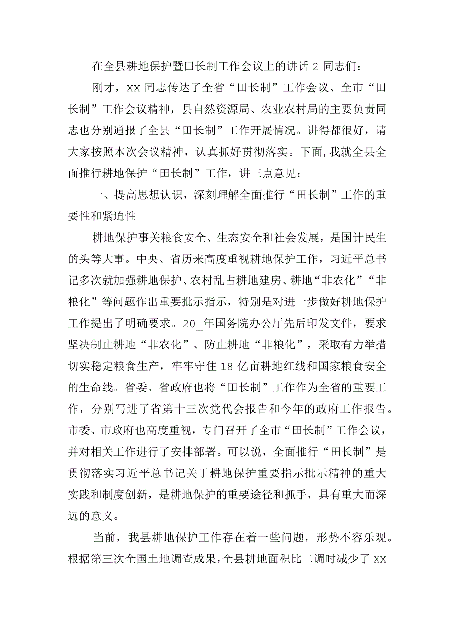 在全县耕地保护暨田长制工作会议上的讲话稿三篇.docx_第3页