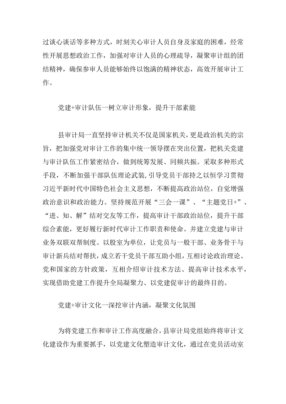 县审计局促进审计业务工作与党建工作相融合6篇.docx_第2页