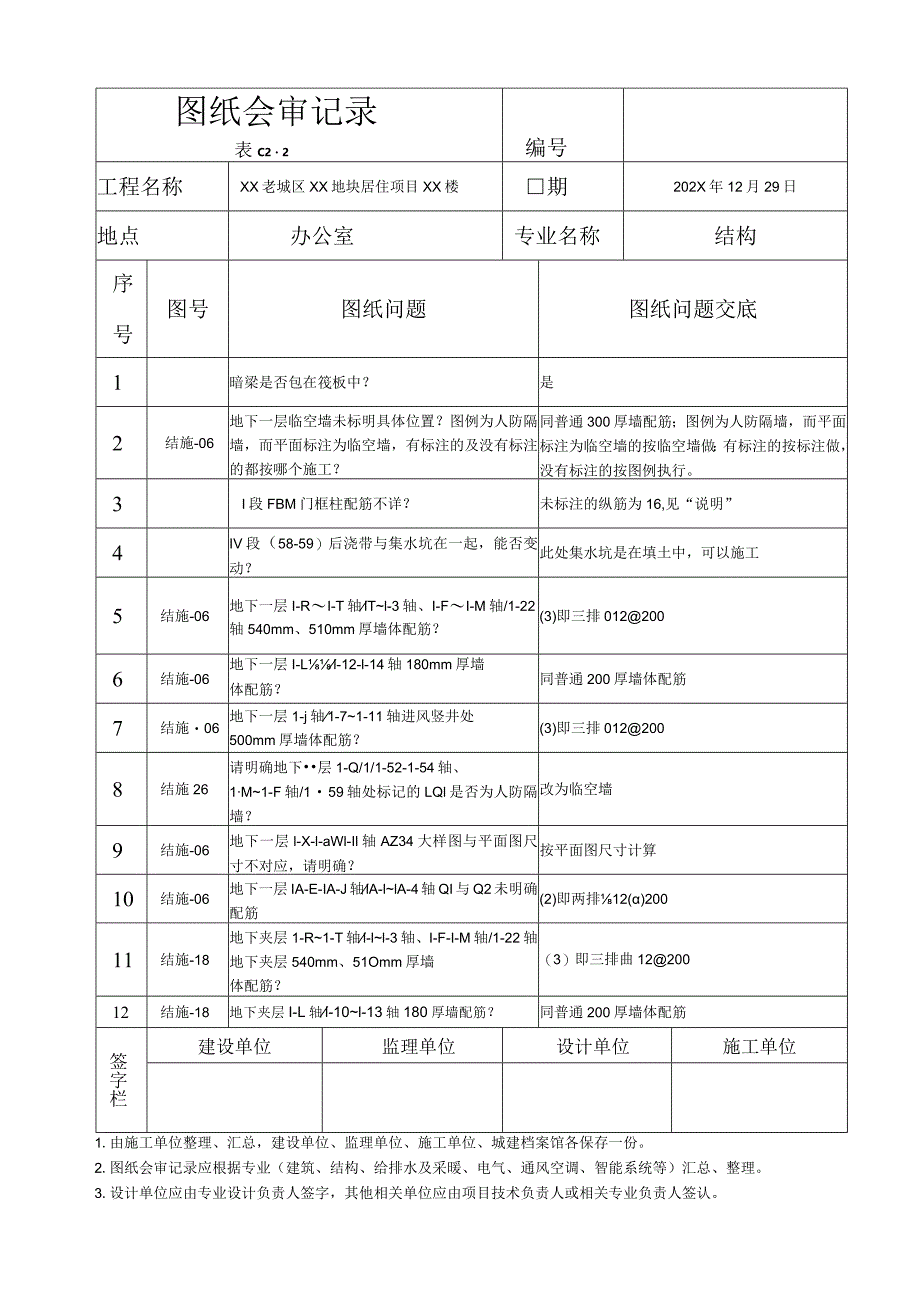 XX老城区XX地块居住项目XX楼图纸会审记录（2023年）.docx_第2页