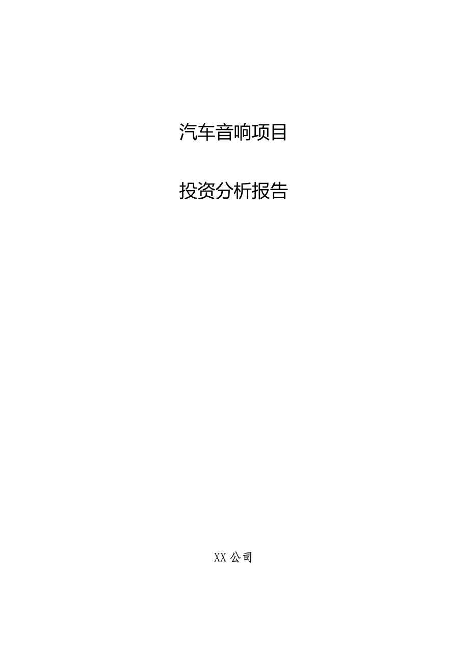 汽车音响项目投资分析报告.docx_第1页