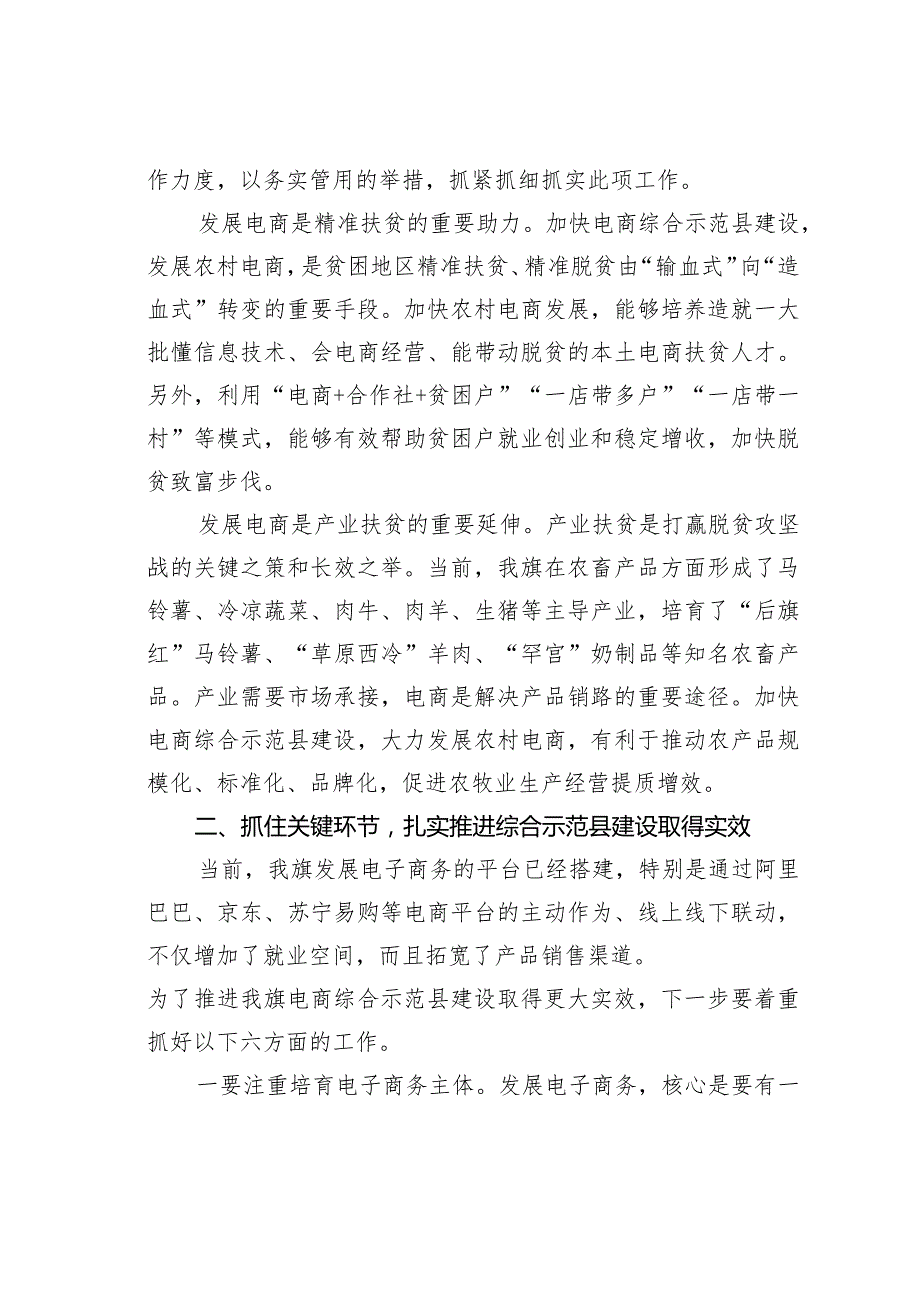 在全旗电子商务进农村综合示范县项目启动大会上的讲话.docx_第2页