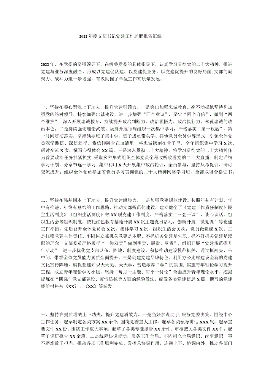 2022年度支部书记党建工作述职报告.docx_第1页