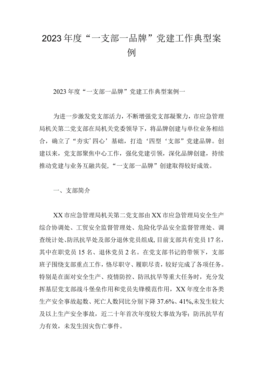 2023年度“一支部一品牌”党建工作典型案例.docx_第1页