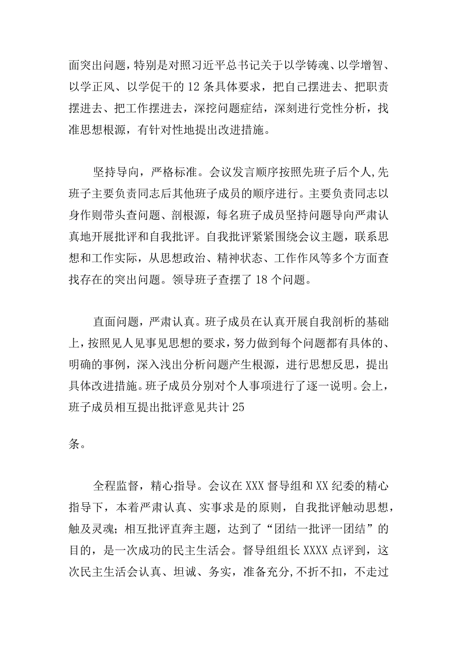 公司2023年主题教育专题民主生活会工作汇告.docx_第3页