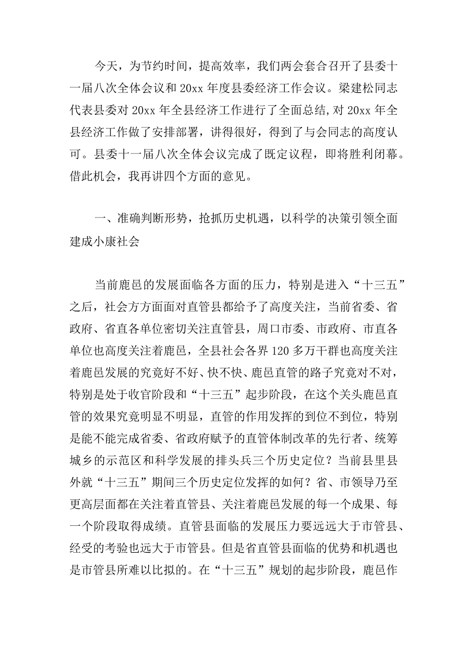 在县委经济工作会议上的发言精选多篇.docx_第3页