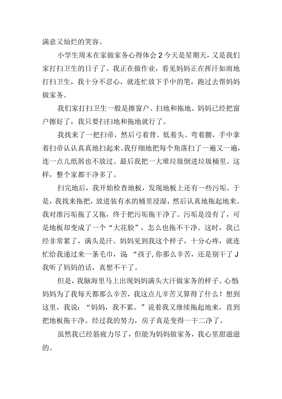 小学生周末在家做家务心得体会四篇.docx_第2页