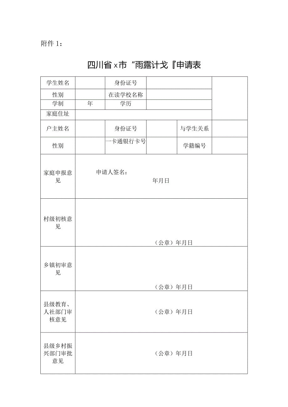 四川省“雨露计划”申请表.docx_第1页